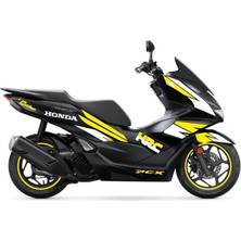  honda Pcx 2021 - 2024 Uyumlu Evrensel Hrc Model Sticker Kaplama Etiket Modeli Sarı - Beyaz Renk