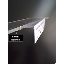 Şeffaf Etiket Cam Raflar için (10x4 Cm) Pvc Etiketlik, Şeffaf Etiket Cebi Cam Rafa Takılan Ürün isimliği Etiketliği