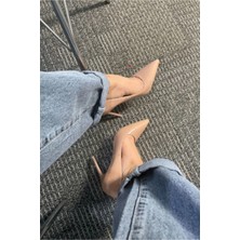 Trendy Anka Kadın Nude Ten Rugan 8cm Ince Şeffaf Kapak Topuklu Stiletto Ayakkabı