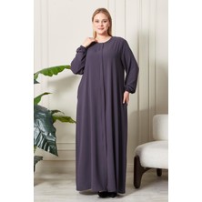 FERACE Kadin Buyuk Beden Tesettur Ferace Fermuarlı Yandan Baglamalı Kusaklı Ferace Elbise Oversize