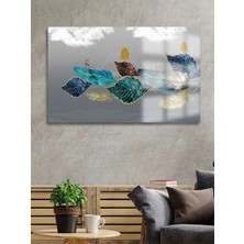 Taulart Gold Detaylı Ağaç Yaprağı Tasarımı  Kırılmaz Cam Tablo 4mm Ev Iş Yeri Ofis Hediyesi Tablo