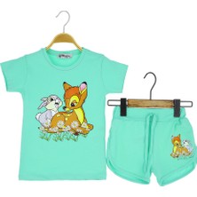 Crassi Kız Çocuk Şortlu Takım Tavşan Ceylan Baskılı