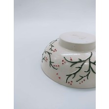 Bdd Art Ceramic Kırık Beyaz Renk Üzerine Desenli Sunumluk Dekoratif Kase - Japon Kasesi