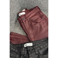 Magarde Kaplamalı Boyfit Jean- Bordo