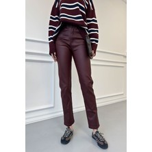 Magarde Kaplamalı Boyfit Jean- Bordo