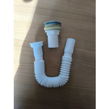 Purvex Home PurvexHome Seramik Butonlu Basmalı Lavabo Sifon Takımı Pop Up Lavabo Başlık ve Sifon Takımı
