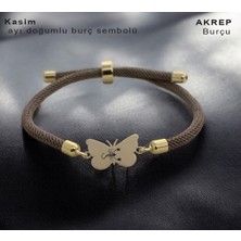 Archin Kelebek Figürlü 14 Ayar Altın Plakalı Özel Burçlar Sembollü Desenli Bileklik