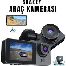 Bakeey Üç Kameralı Wi‑fi Araç Içi Kamera – Gps Takip & G-Sensor Özellikli Güvenlik Çözümü