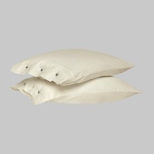 Sarev Monochrome %100 Pamuk Saten Yastık Kılıfı-Cream