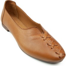 Moda Arena Babalı 144 Moda Arena Kadın Çarık Deri Babet Taba