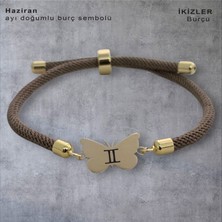 Archin Kelebek Figürlü 14 Ayar Altın Plakalı Özel Astroloji Burçlar Sembollü Desenli Bileklik