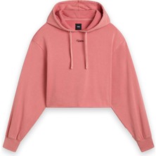 Vans Kadın Sweatshirt VN000HU0 Thanx Again Po Fleece-B Düz Desenli 50-Pembe Crop Kesim