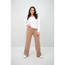 Koza Butik Kadın Büyük Beden Şeritli Tayt Pantolon 6321-25