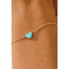 Moom Mücevherat 14 Ayar Altın Mineli Kalp Bileklik