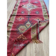 DesignEv 188 x 77  cm  El Dokuma Türk Kilim, Ender Desenli Harika Kilim, Şık Boho Stili Ev Dekoru, Nostaljik Kilim