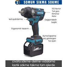 Ekinler El Aletleri Akülü Kömürsüz 4 Lü Set Makina 1100 Newton Somun Sökme Takma, 26MM Kırıcı Delici, 13MM Darbeli Vidalama, 125MM Avuç Taşlama EEA402