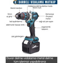 Ekinler El Aletleri Akülü Kömürsüz 4 Lü Set Makina 1100 Newton Somun Sökme Takma, 26MM Kırıcı Delici, 13MM Darbeli Vidalama, 125MM Avuç Taşlama EEA402