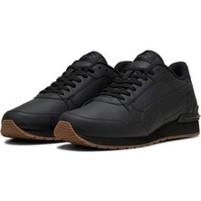 Puma St Runner V4 L Erkek Spor Ayakkabı Günlük Kullanım için Siyah Suni Deri Kaydırmaz Taban