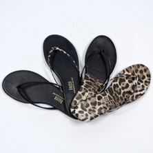 Tkees Kadın Siyah/Leopar II Parmak Arası Terlik