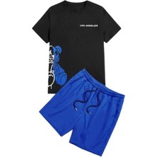 Yoho Sport Los Angels Baskılı Ünisex Yazlık T-Shirt ve Şort Takımı