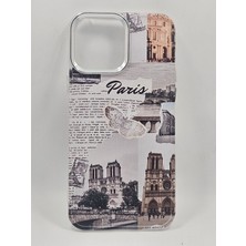 Turkuaz Dijital Pazarlama iPhone 14 Pro Max Özel Paris Kolaj Baskılı Lüks Silikon Kılıf