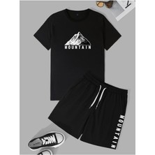 Yoho Sport Unısex Mountaın Baskılı Tişört Şort Takımı