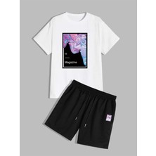 Yoho Sport Unısex Magazıne Baskılı Şort Tişört Takımı