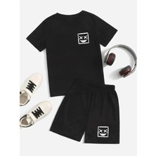 Yoho Sport Unısex Smıle Baskılı Tişört Şort Takımı