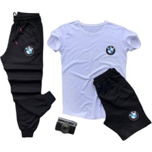 Yoho Sport Bmw Baskılı Ünisex Yazlık T-Shirt ve Eşofman Altı 3 Li Set Combin Takım