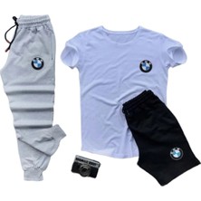 Yoho Sport Bmw Baskılı Ünisex Yazlık T-Shirt ve Eşofman Altı 3 Li Set Combin Takım