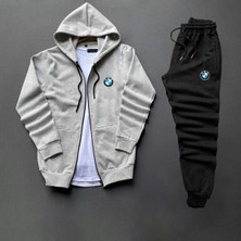 Yoho Sport Bmw Fermuarlı Kapüşonlu Ceket + Eşofman 2'li Kombin