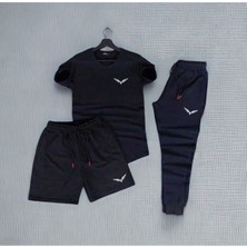 Yoho Sport 3'lü  Unisex Tshirt-Şort-Eşofman Kombin Kanat Baskılı