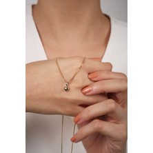 Diamine 14 Ayar Altın Küp Zincir Kalp Kolye