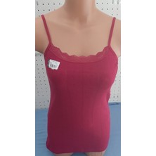 Tutku Kadın Jakarlı Ince Askılı Atlet 2'li Paket L-XL Beyaz-Vişne Renk