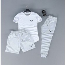 Yoho Sport 3'lü  Unisex Tshirt-Şort-Eşofman Kombin Kanat Baskılı