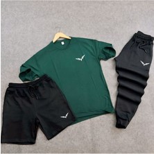 Yoho Sport 3'lü  Unisex Tshirt-Şort-Eşofman Kombin Kanat Baskılı