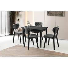 Mini 60 x 100 Milano Koyu Gri Mdf Ortadan Açılır Masa 4 Adet Simge Sandalye