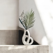 binbirdemet Iskandinav Seramik Burgu Vazo Beyaz