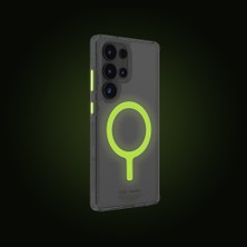 Galaxy S25 Ultra Kılıf Magsafe Uyumlu Şeffaf Fosforlu Skinarma Saido Nightglow Kapak Şeffaf