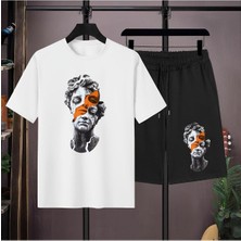 Yoho Sport Unısex Pieata Heykel Baskılı Tişört Şort Takımı