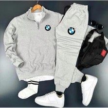 Yoho Sport Yeni Sezon Bmw Logo Baskı Yarım Fermuarlı Sweatshirt-Eşofman Altı