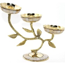 Exporanto Pirinç Sedefli 3'lü Şamdan 5935