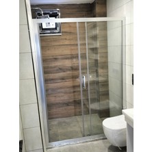 Karmaduş duşakabin Ön Cephe Giriş, 5 mm Şeffaf Temperli Cam, Natural Alüminyum H:190 cm