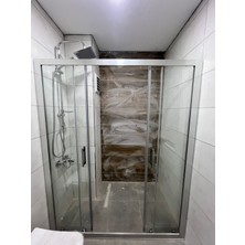 Karmaduş duşakabin Ön Cephe Giriş, 5 mm Şeffaf Temperli Cam, Natural Alüminyum H:190 cm
