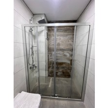 Karmaduş duşakabin Ön Cephe Giriş, 5 mm Şeffaf Temperli Cam, Natural Alüminyum H:190 cm