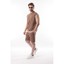 Vizon Sıfır Kol Erkek Şort T-Shirt Takım E7308