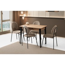 Mini 60 x 100 Milano Mdf Ortadan Açılır Masa 4 Adet Suna Sandalye