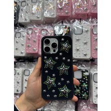Yuax Apple iPhone 13 Uyumlu Kılıf Kabartmalı Parlak Yıldız Figürlü Silikon Case Siyah