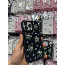 Yuax Apple iPhone 13 Uyumlu Kılıf Kabartmalı Parlak Yıldız Figürlü Silikon Case Siyah