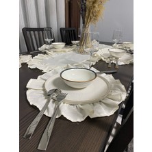 Nerz Fırfırlı Amerikan Servisi Yuvarlak 7 Parça (6 Adet Amerikan Servis 40 x 40 ve 1 Adet Runner 40 x 120)